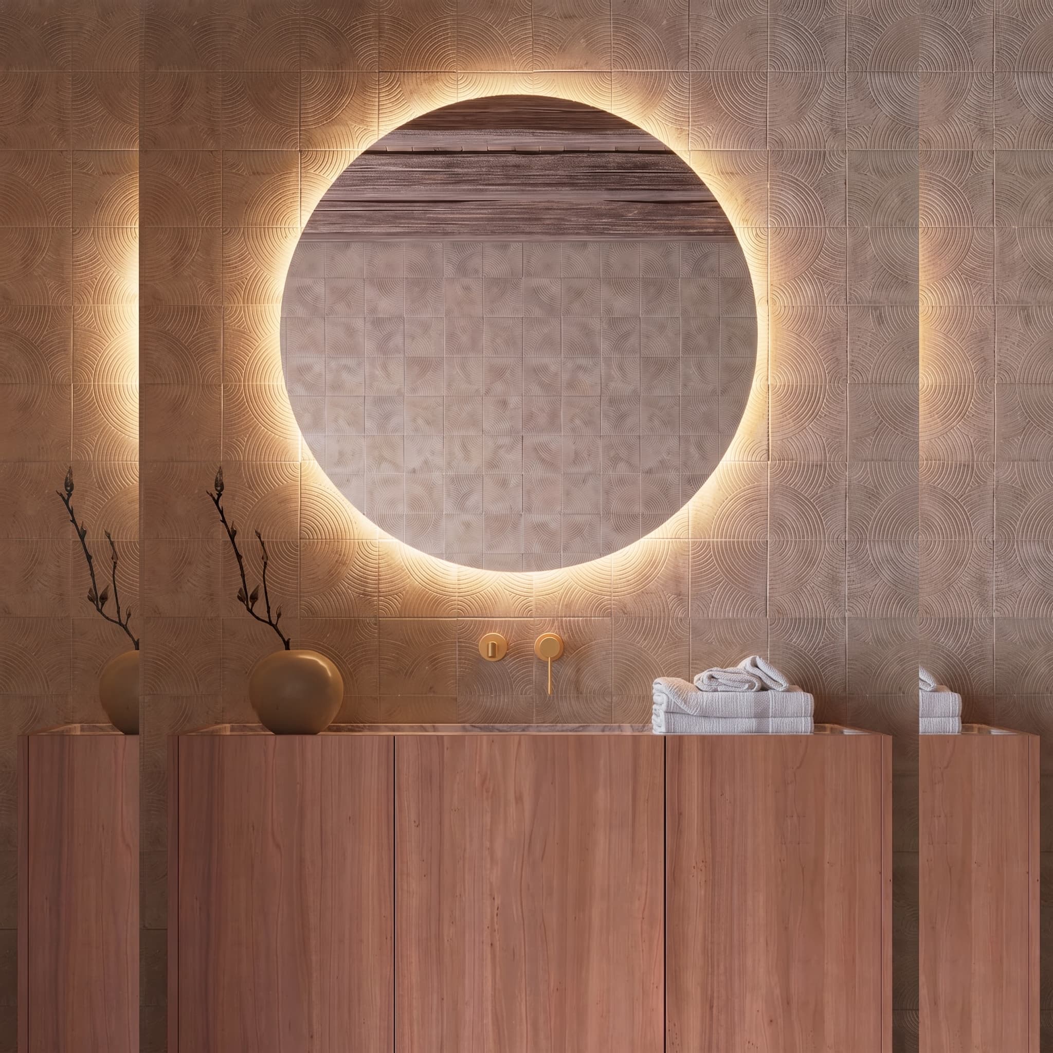 Espejo de baño con luz LED Oporto redondo Luz Cálida 3.000ºK