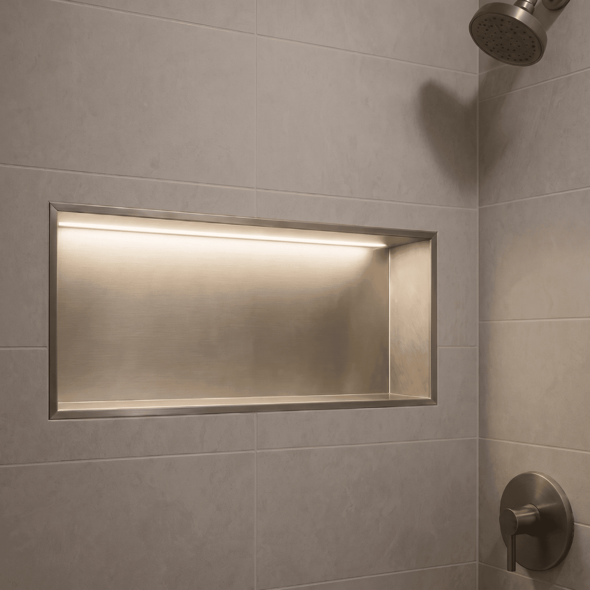 Hornacina para baño horizontal níquel con luz led Oceanic