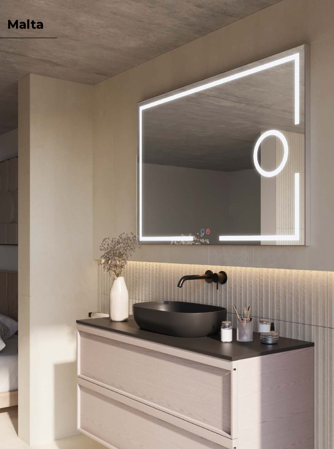 Espejo de baño con luz LED Malta Ledimex con aumento