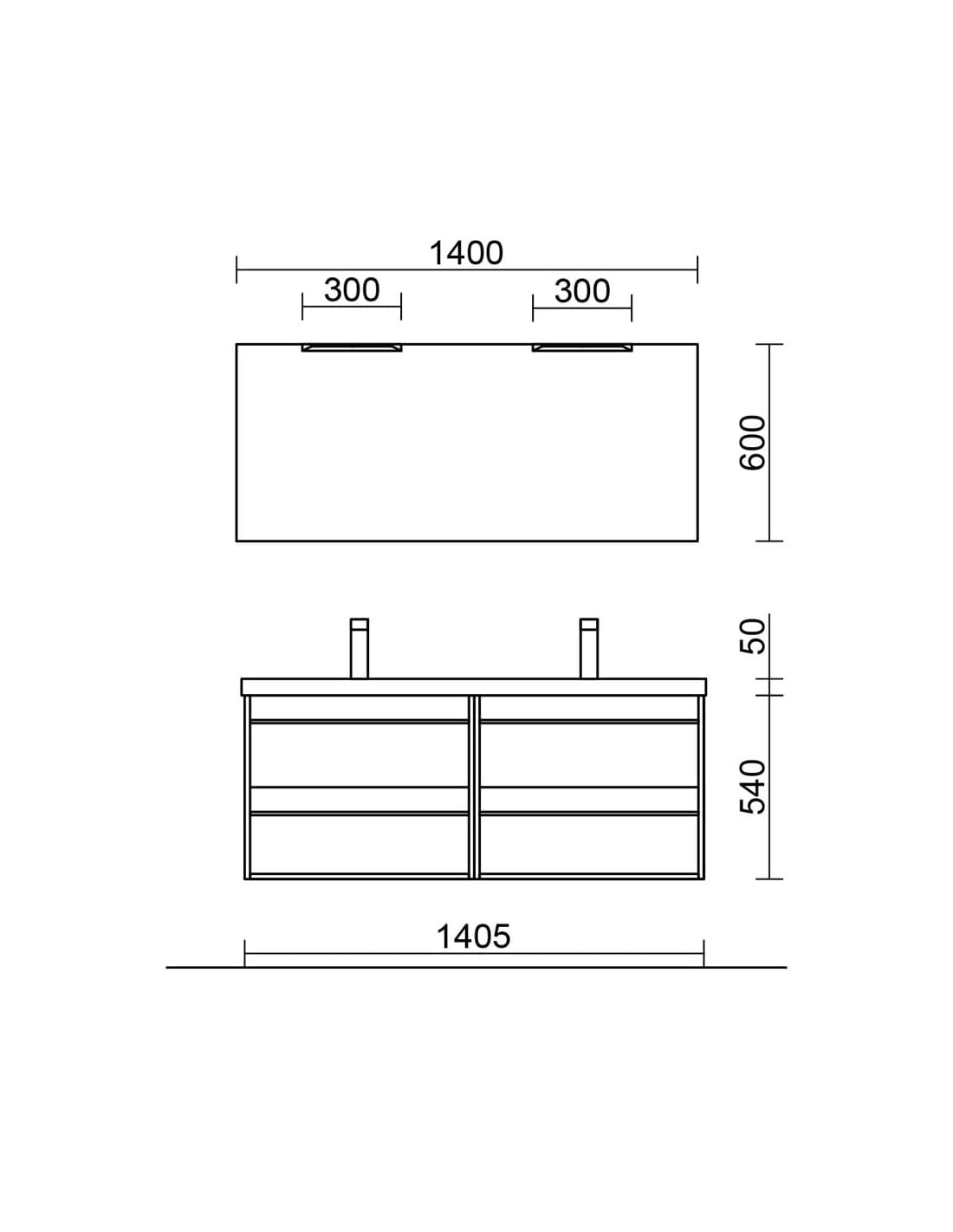 Mueble baño suspendido ATTILA de Salgar 140