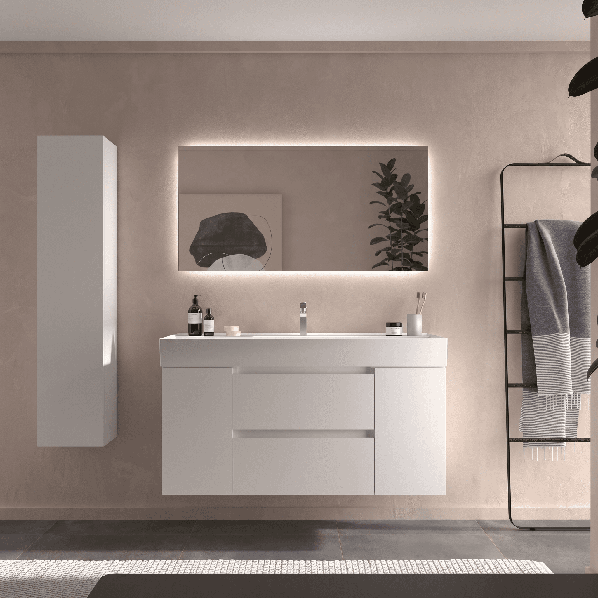 SALGAR BEQUIA Mueble de baño suspendido 120+puerta Lavabo Veneto