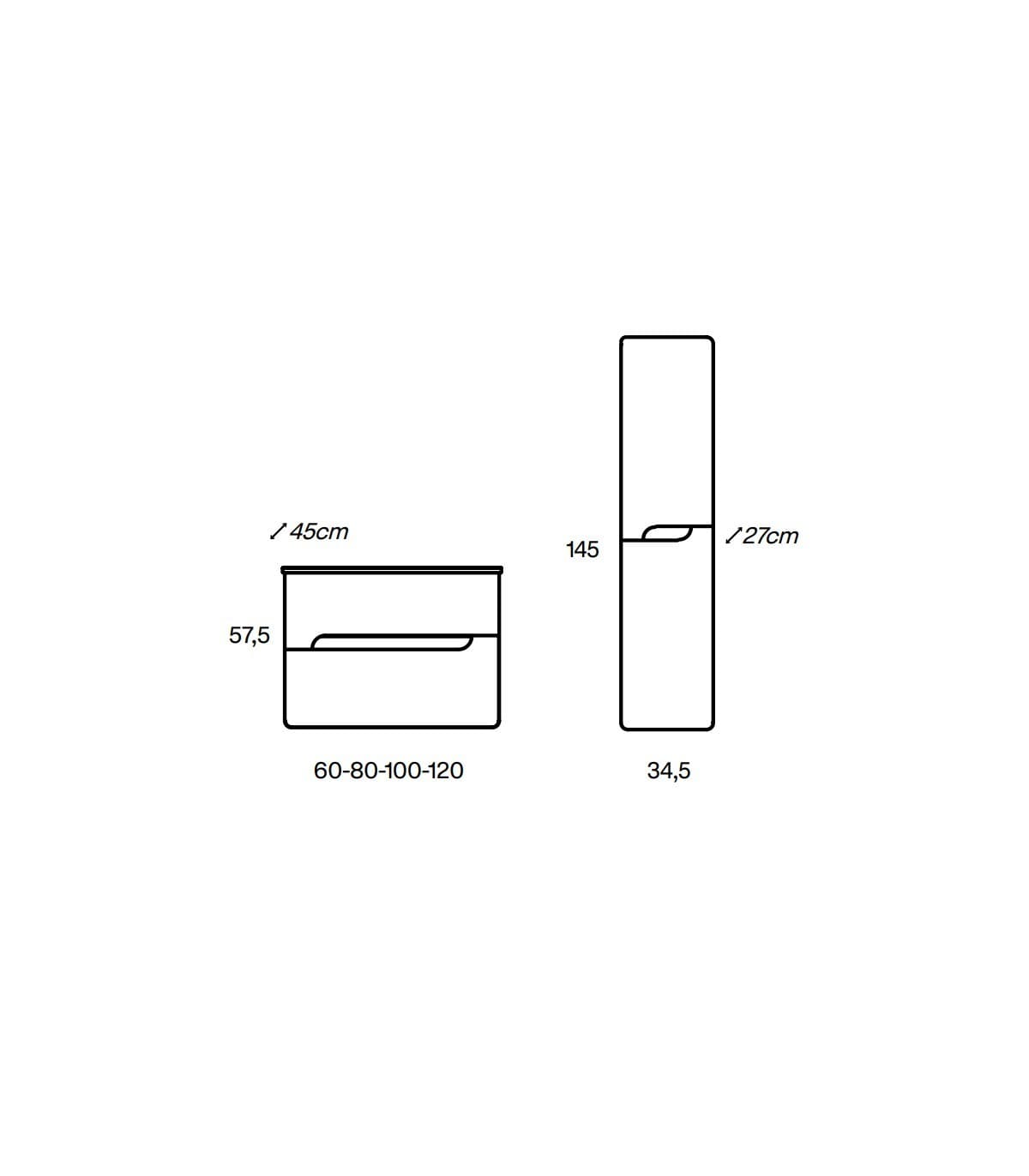 Pack de Mueble baño suspendido Onda de Visobath 2 Cajones 60-80-100-120