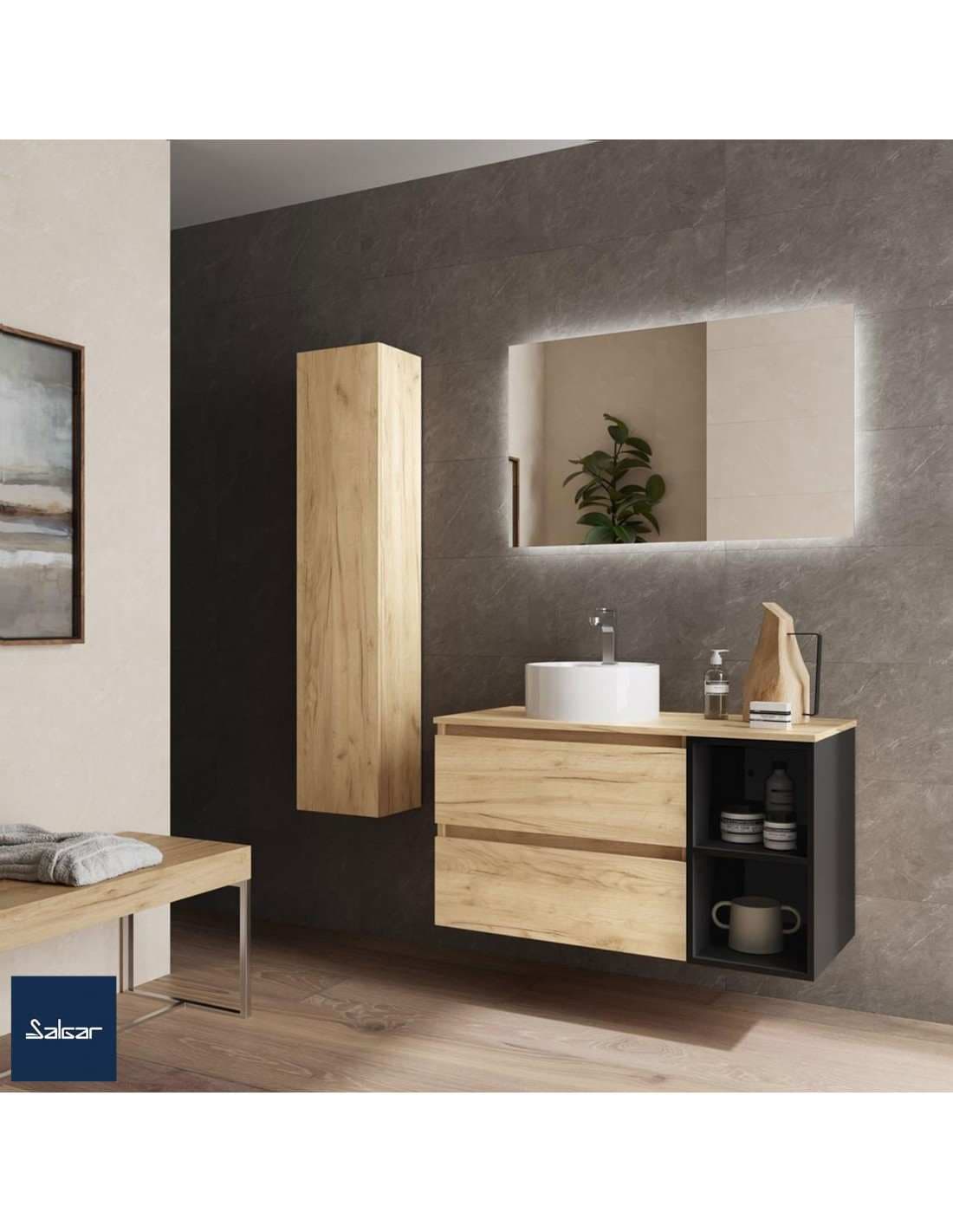 SALGAR BEQUIA Mueble de baño suspendido 100+ Lavabo Lisboa.