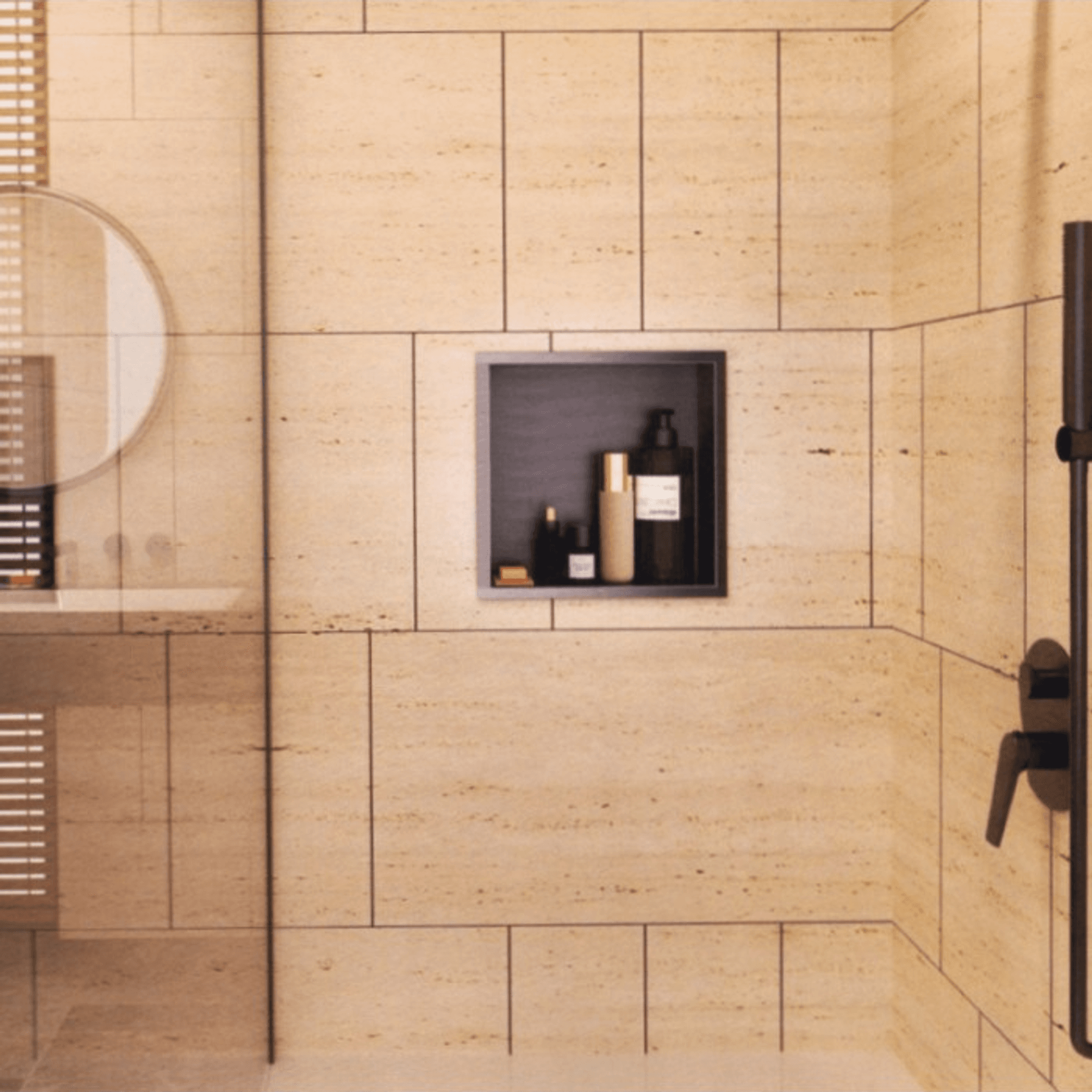 Hornacina para baño cuadrada Black gun metal Atlantic
