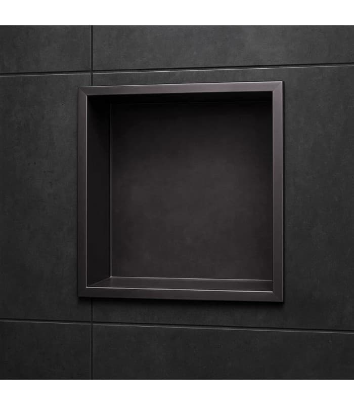 Hornacina para baño cuadrada Black gun metal Atlantic