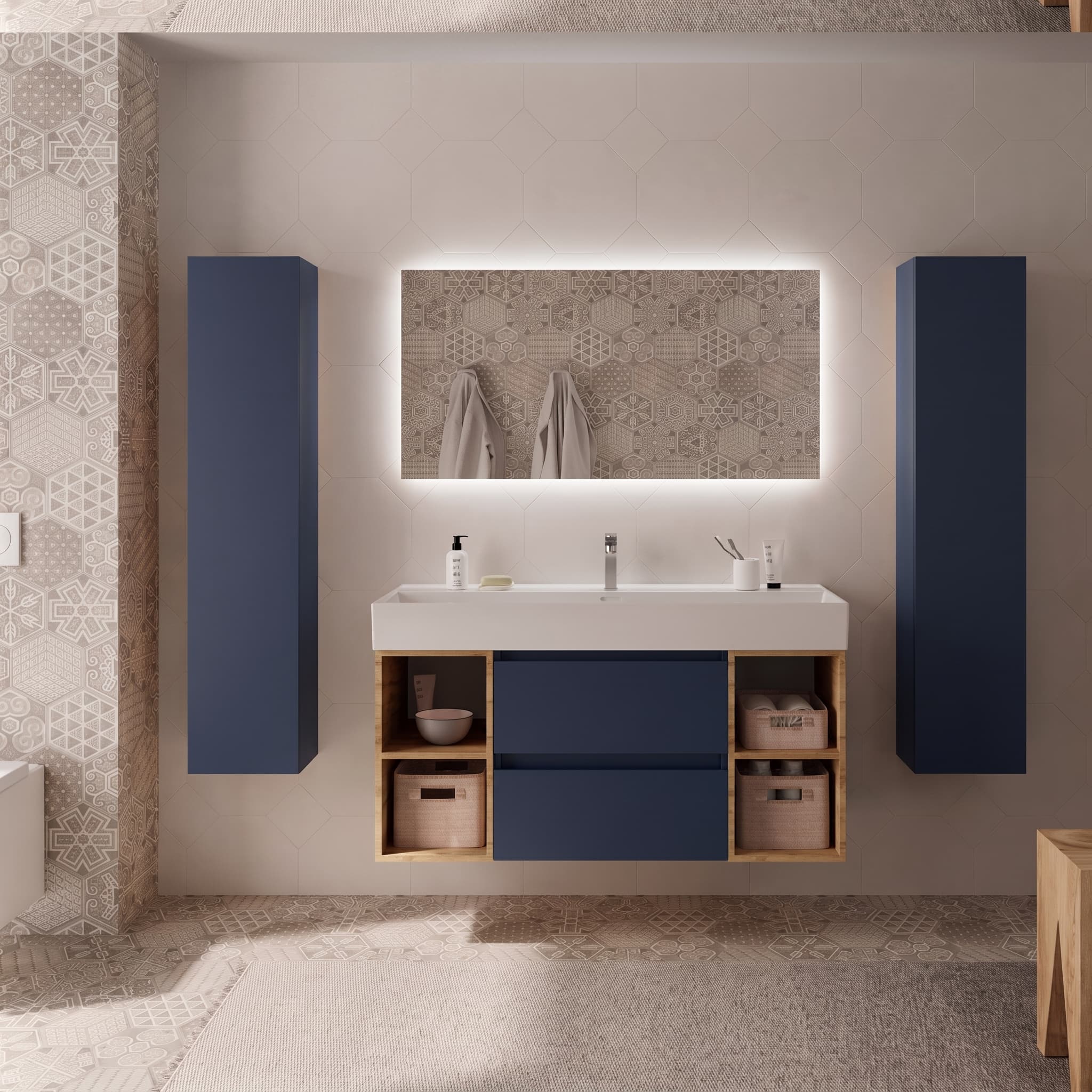 SALGAR BEQUIA Mueble de baño suspendido 120+ Lavabo Veneto