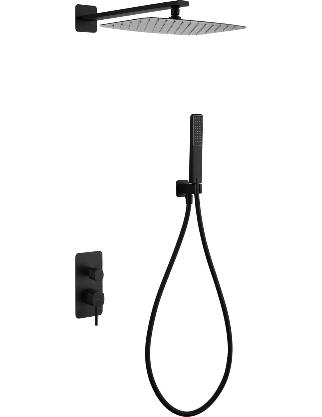 Conjunto de ducha monomando empotrado Firenze negro mate