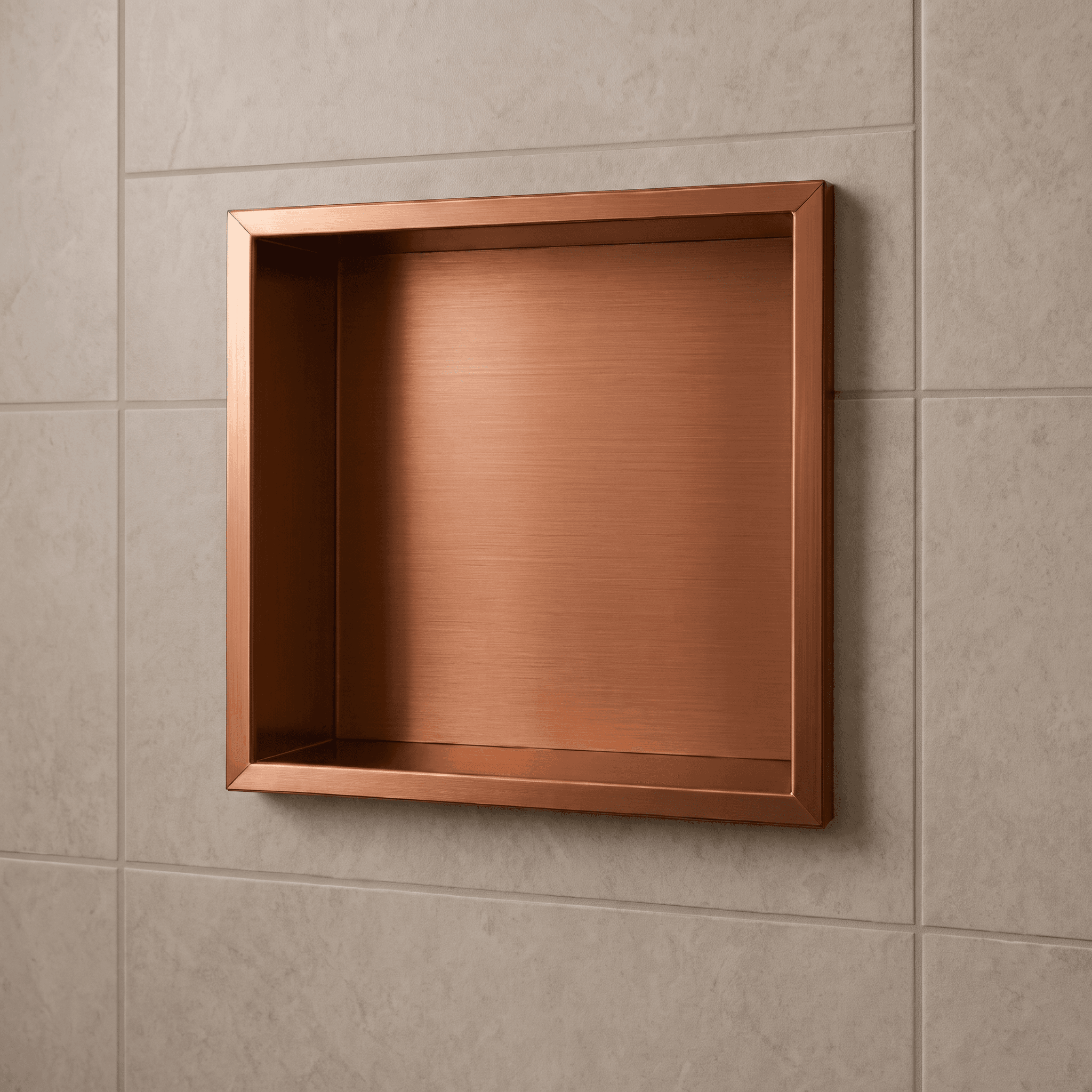 Hornacina para baño cuadrada oro rosa cepillado Atlantic
