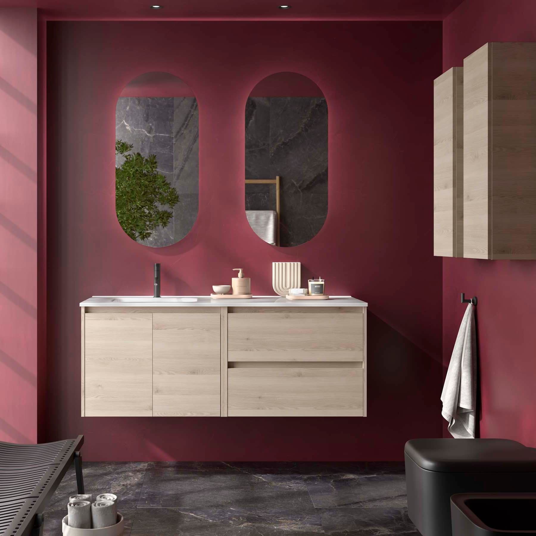 Mueble baño suspendido Noja 2P+2C de Salgar 120 Lavabo Desplazado
