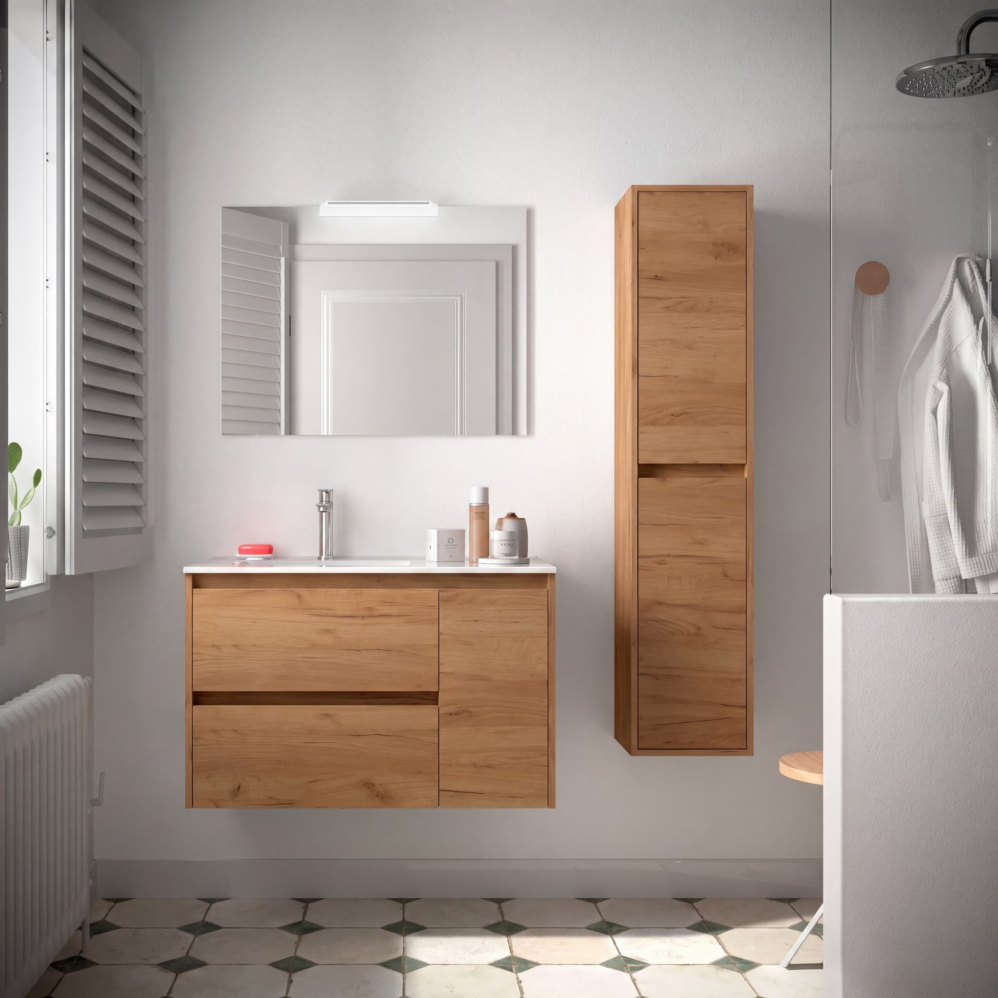 Mueble baño suspendido Noja 2C + 1P de Salgar 90