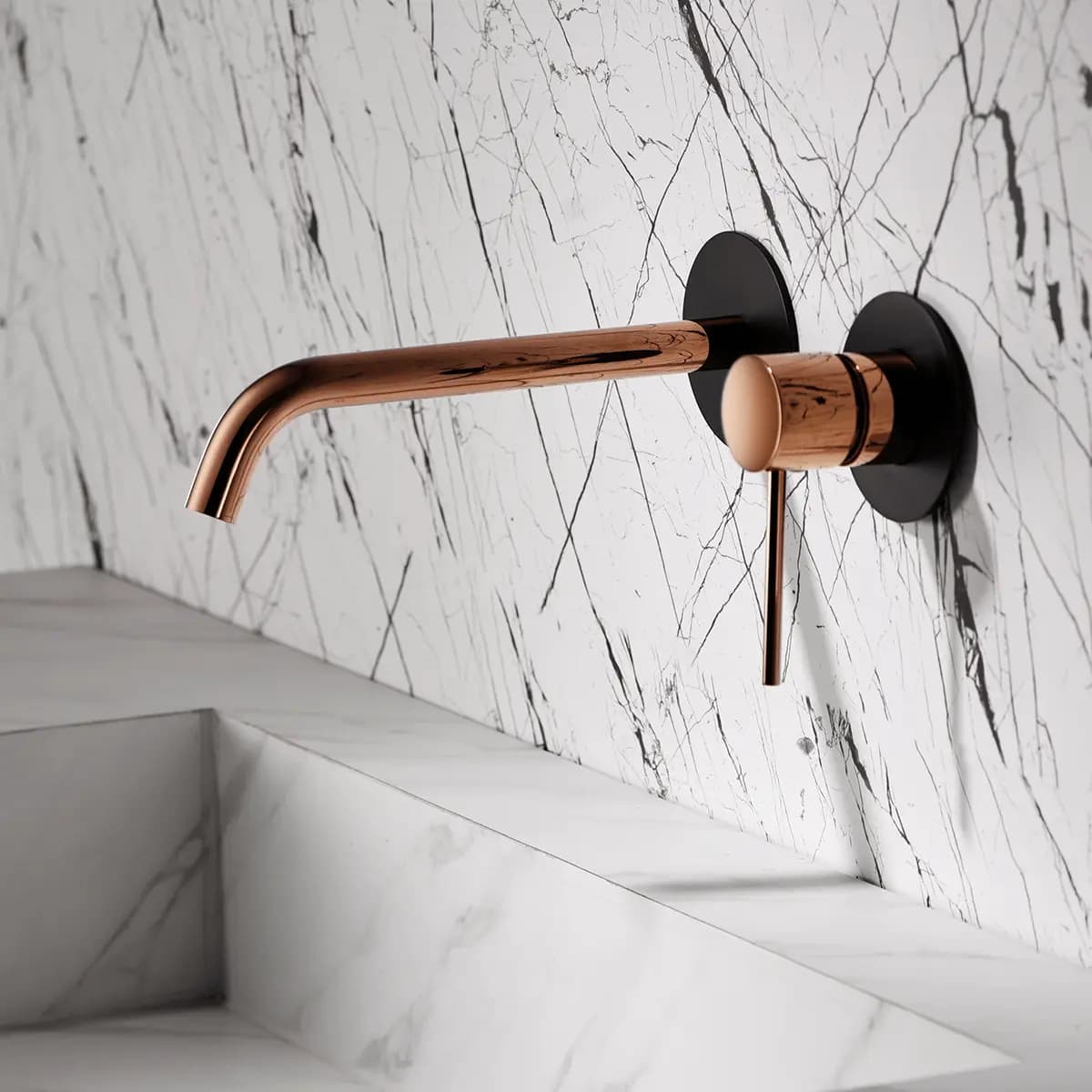 Monomando lavabo empotrado MILOS negro oro rosa / GLIS045/NOR