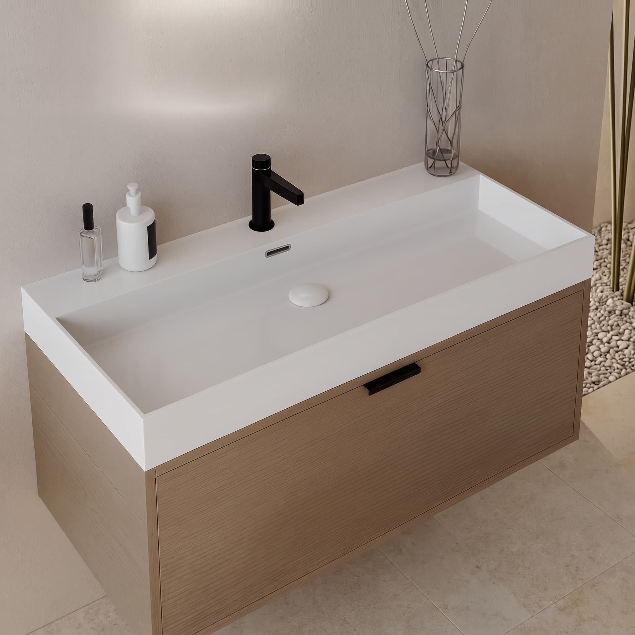 Lavabo encastrado de 60, 80, 100 de cerámica ARIES