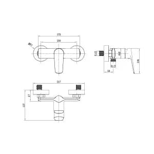 Kit ducha Monomando BELGICA negro mate / BDZ044-5/NG