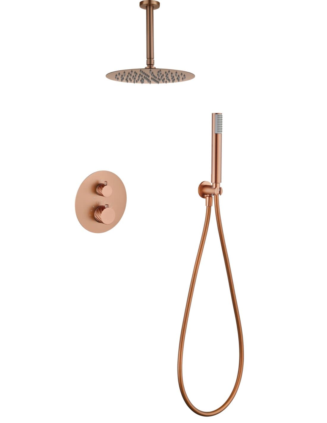 CONJUNTO DUCHA TERMOSTÁTICO EMPOTRADO PALAU ORO ROSA CEPILLADO GTP063/ORC