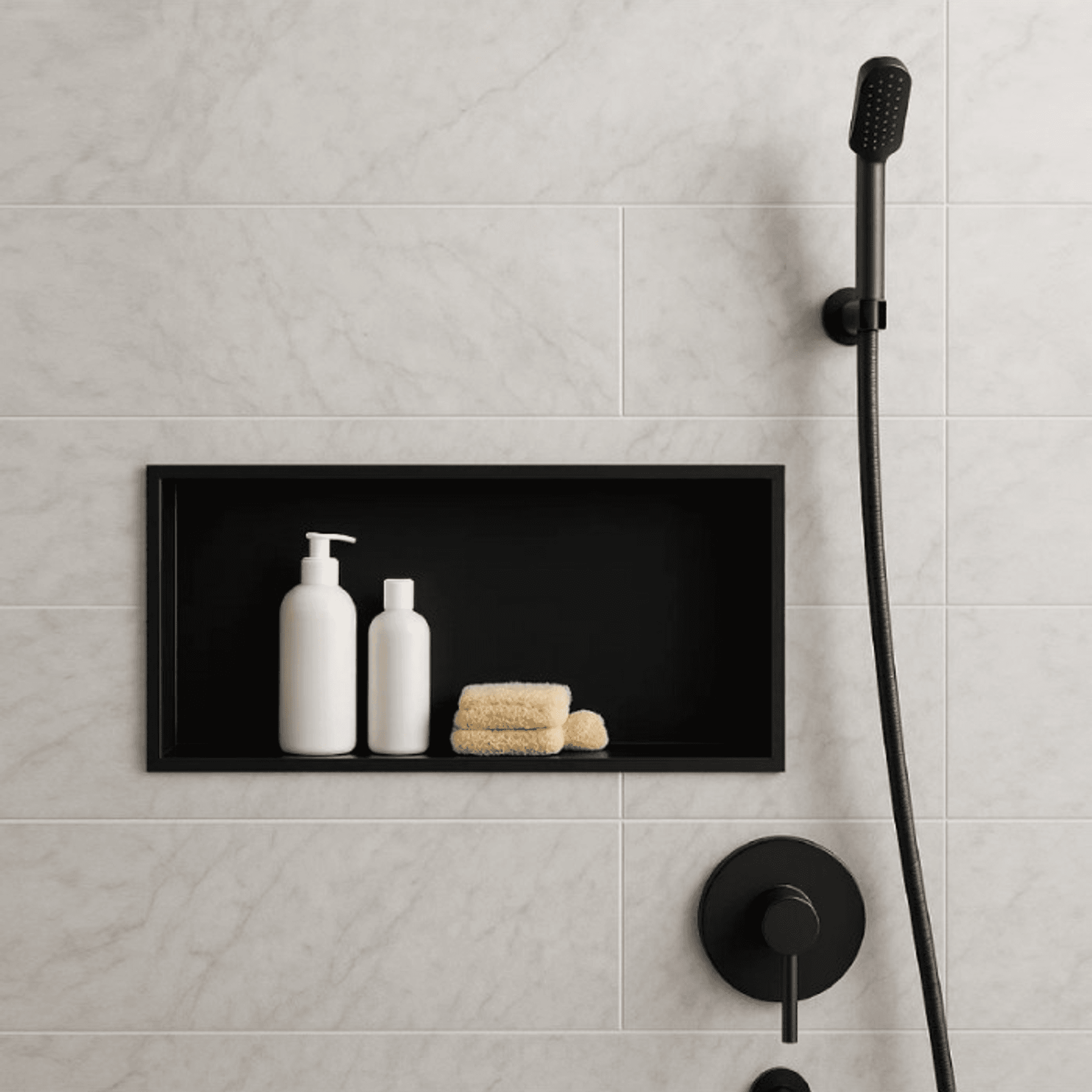 Hornacina para baño rectangular Negra Pacific