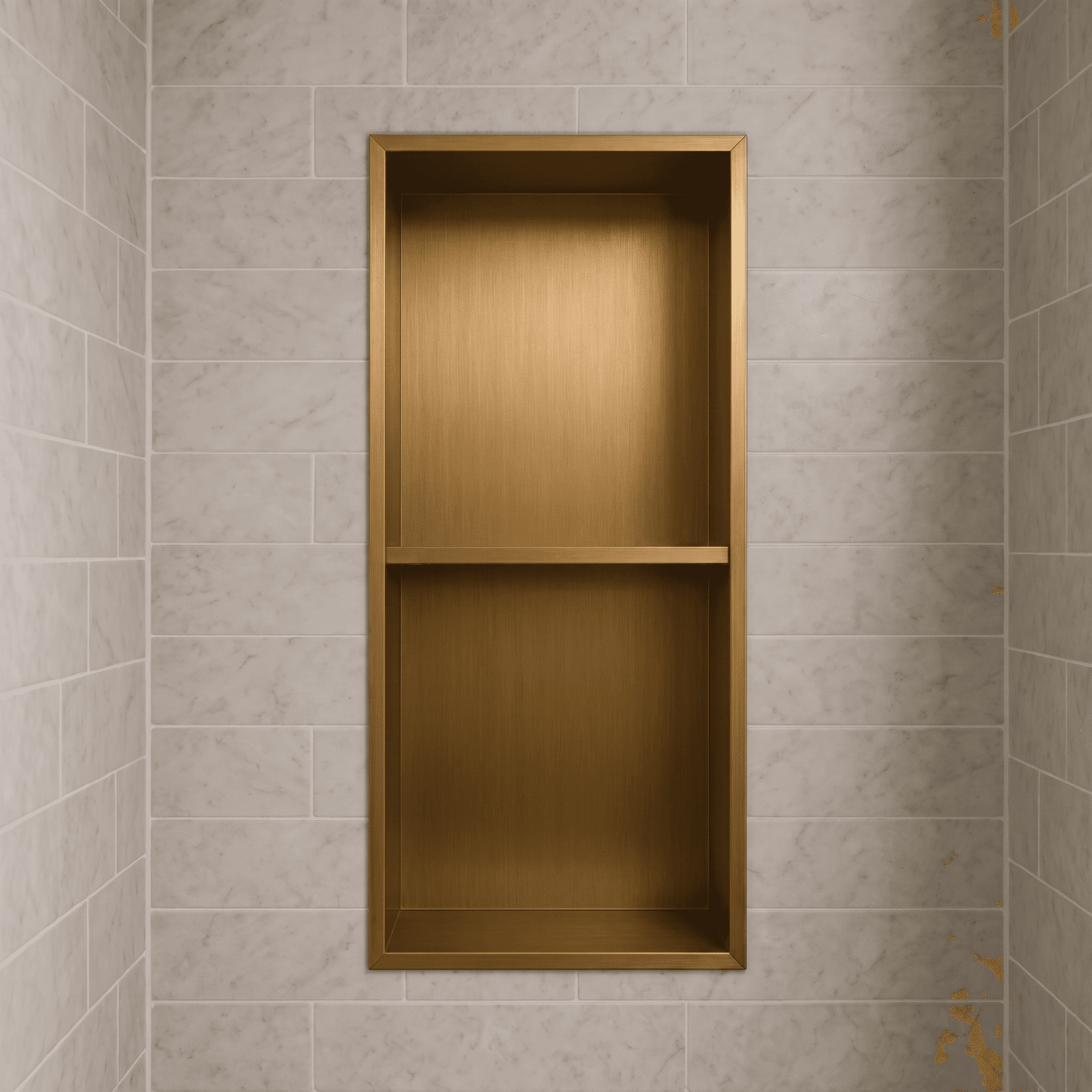 Hornacina para baño vertical con dos estantes Oro rosa cepillado Artic