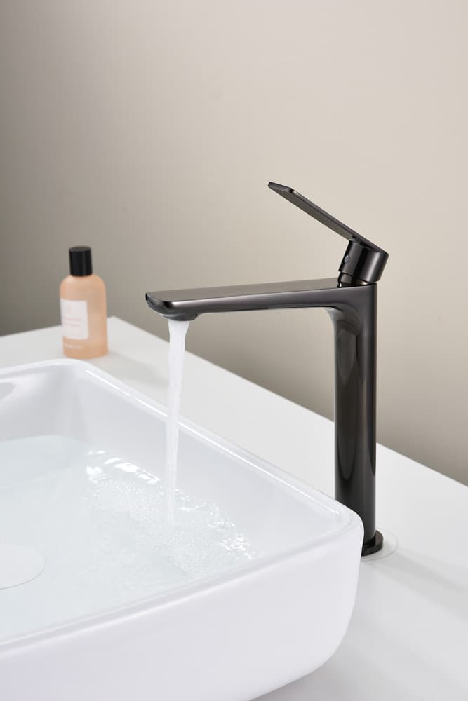 Grifo Monomando Alto de Lavabo GLORY Negro Cristal