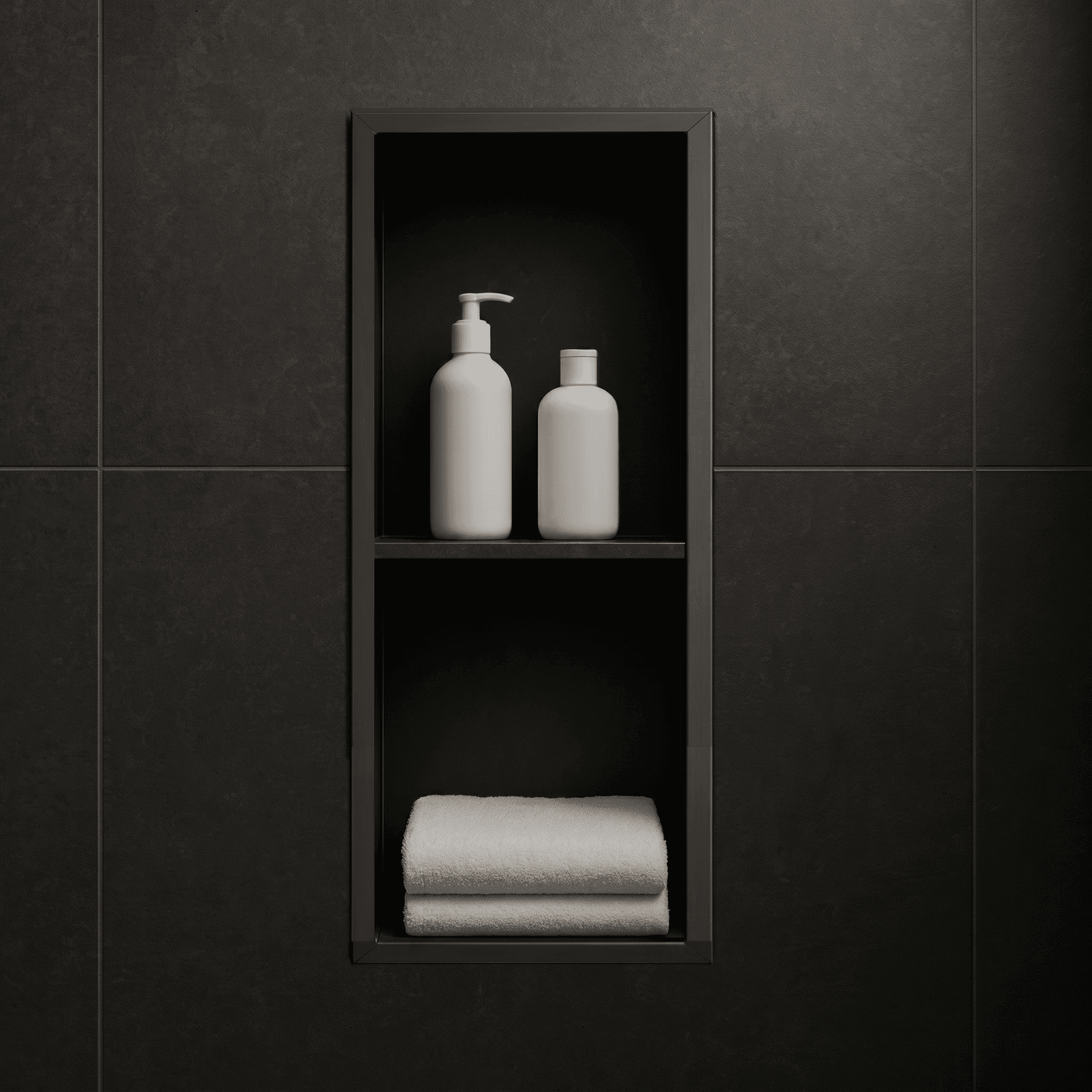 Hornacina para baño vertical con dos estantes Black gun metal Artic
