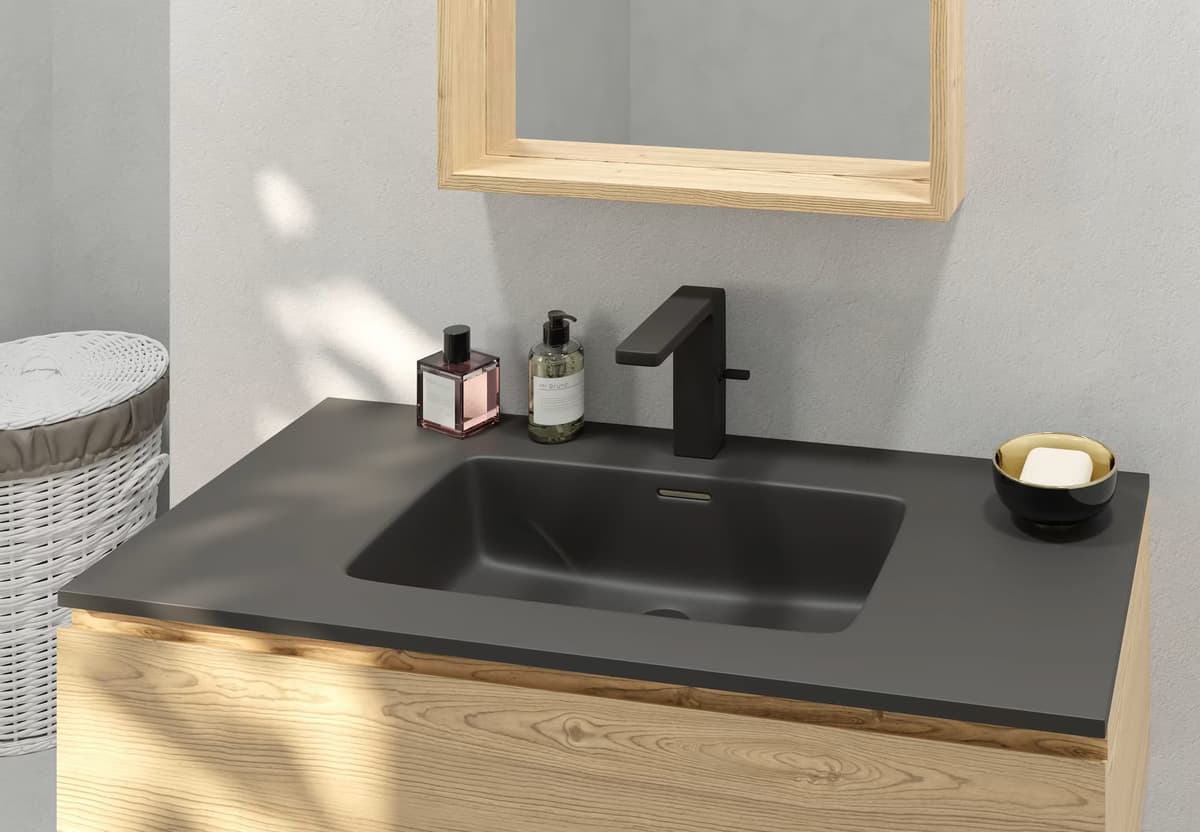 Encimera lavabo integrado Etna negro mate