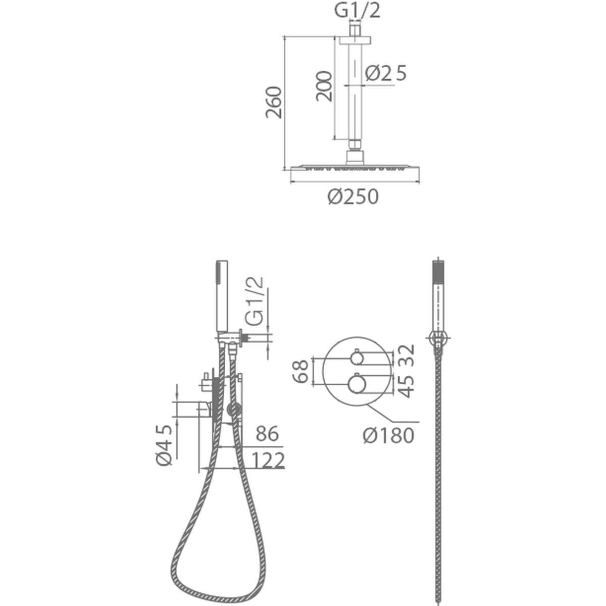 Conjunto ducha termostatico empotrado Tívoli bgm / GTT039/BGM