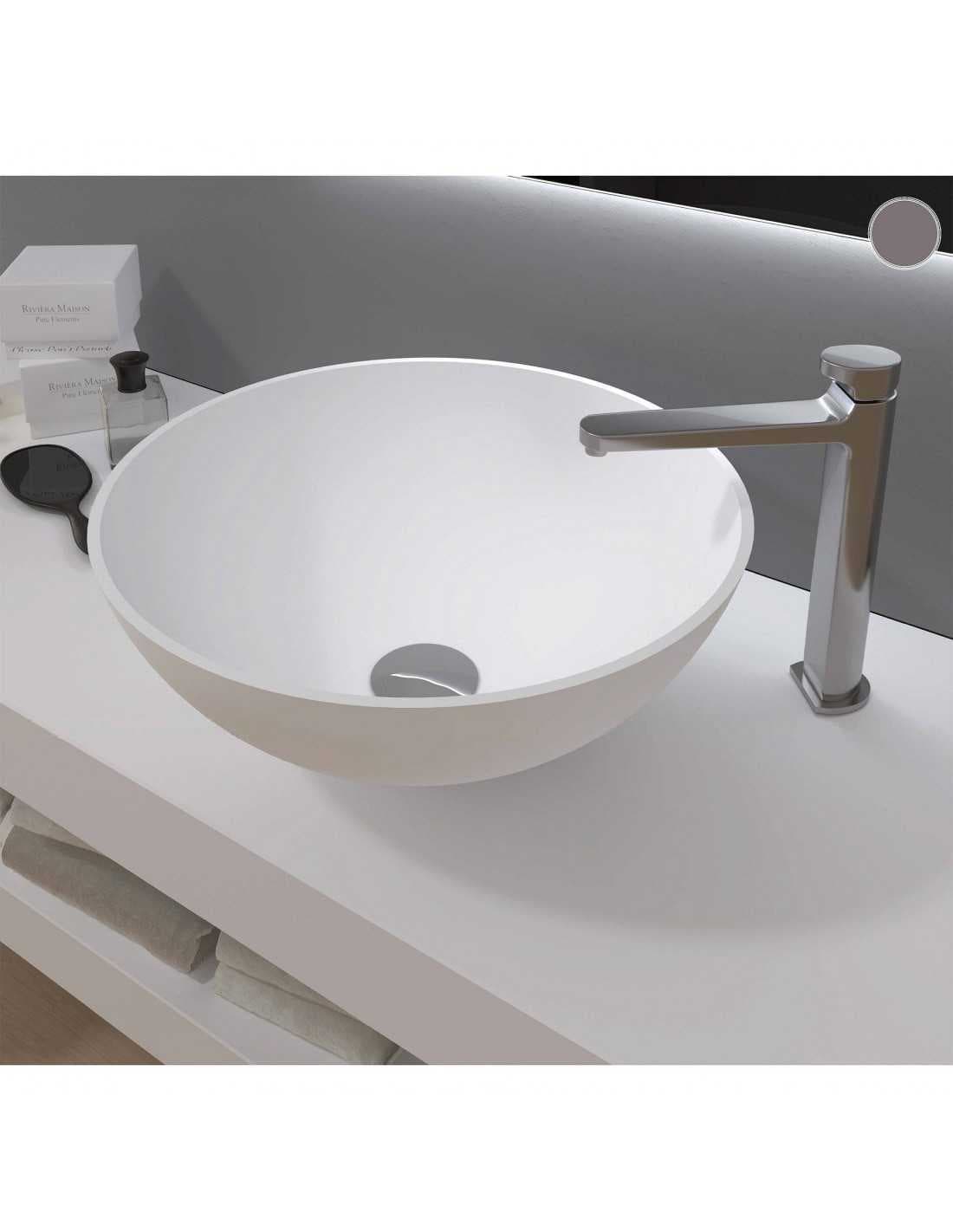 Lavabo Porcelana Bol Blanco Mate Sin Rebosadero Ø40