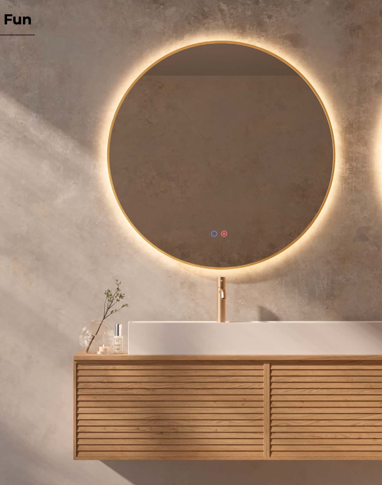 Espejo de baño con luz LED Fun Ledimex ( Negro y Oro )