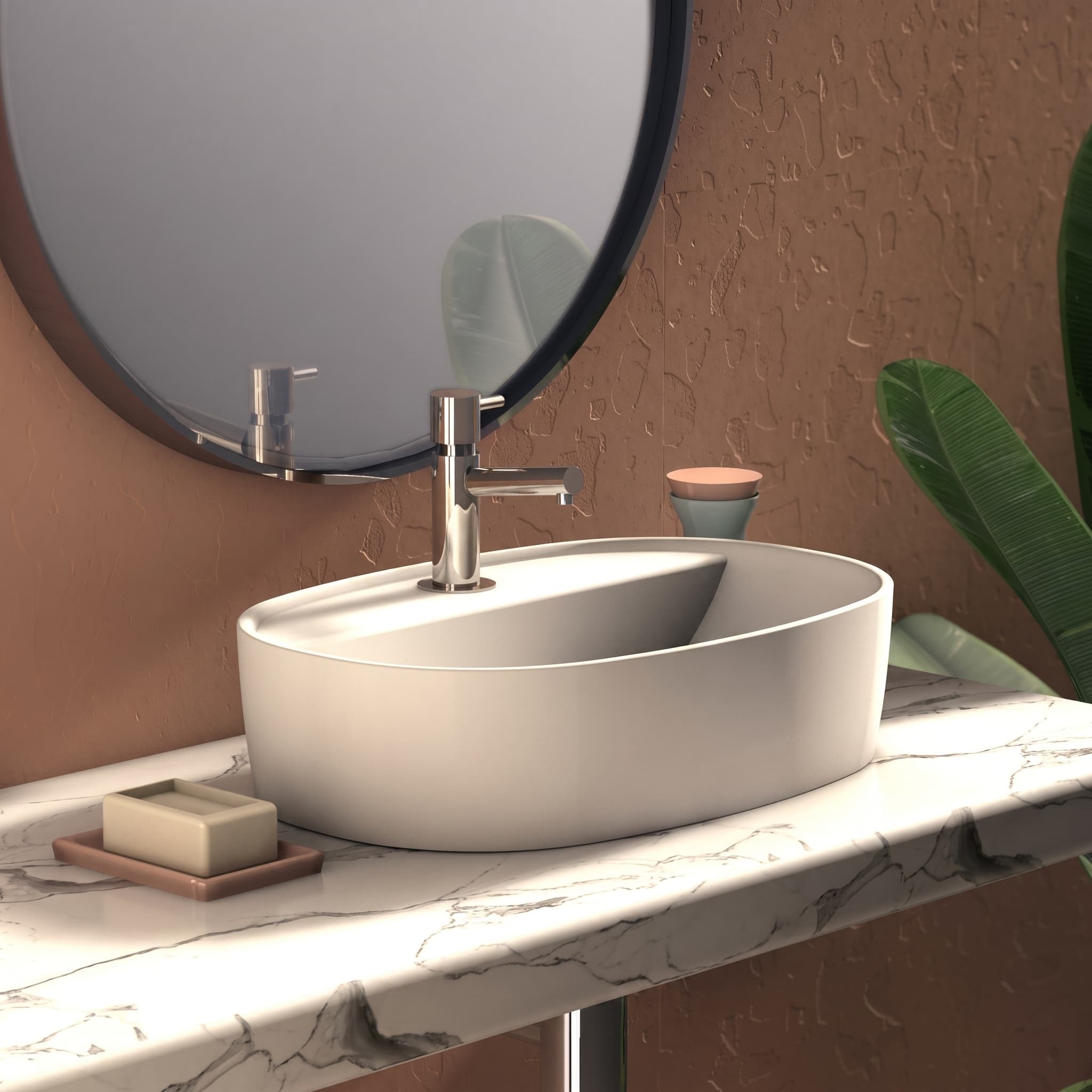 Lavabo Cerámica Furnas Blanco Brillo Sin Rebosadero 50×38 cm