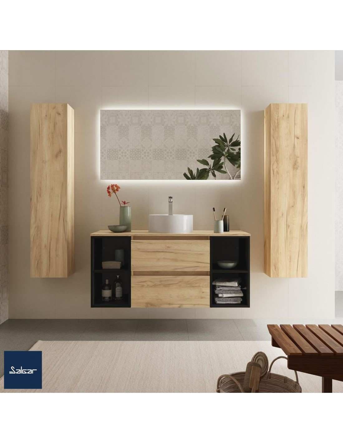 SALGAR BEQUIA Mueble de baño suspendido 120+ Lavabo Lisboa.