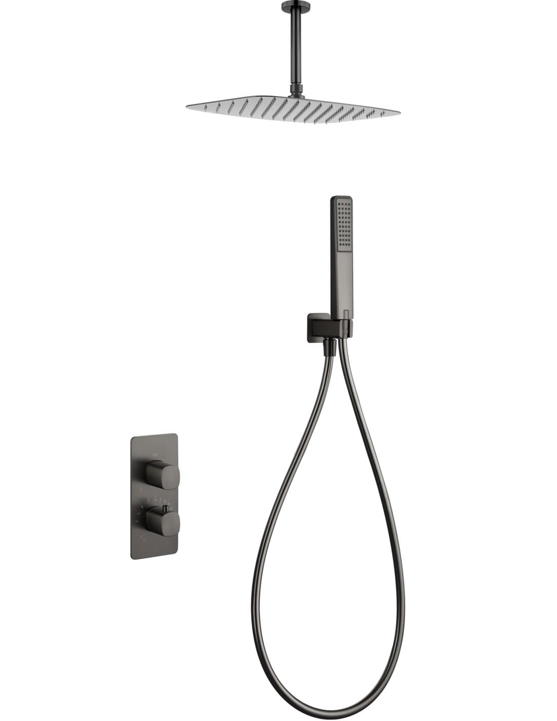 CONJUNTO DUCHA TERMOSTÁTICO EMPOTRADO AREZZO BLACK GUN METAL GTA068/BGM