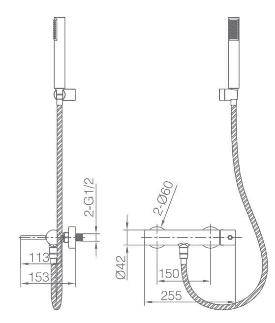 Monomando kit ducha níquel cepillado Monza / BDM039-5NQ
