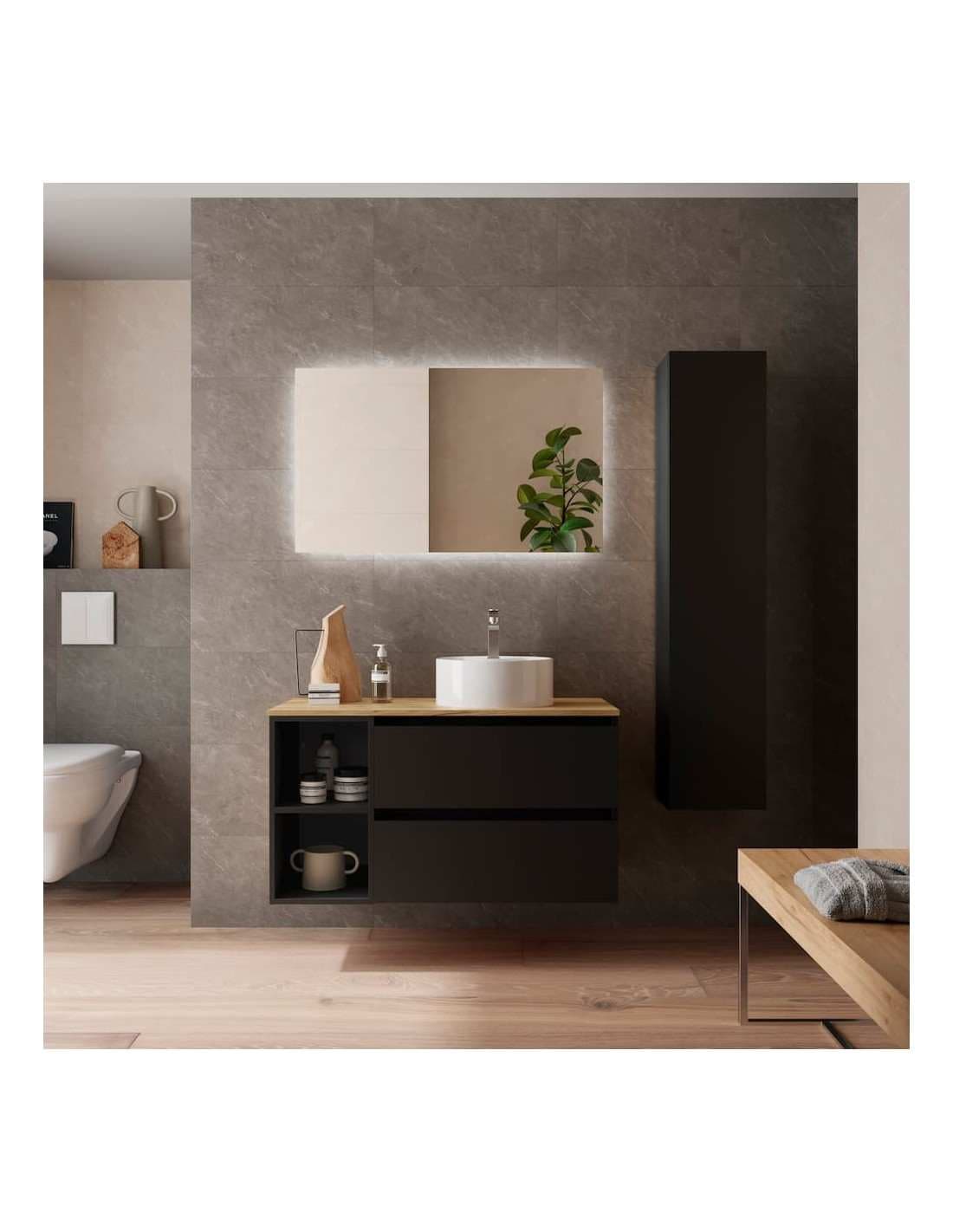 SALGAR BEQUIA Mueble de baño suspendido 100+ Lavabo Lisboa.