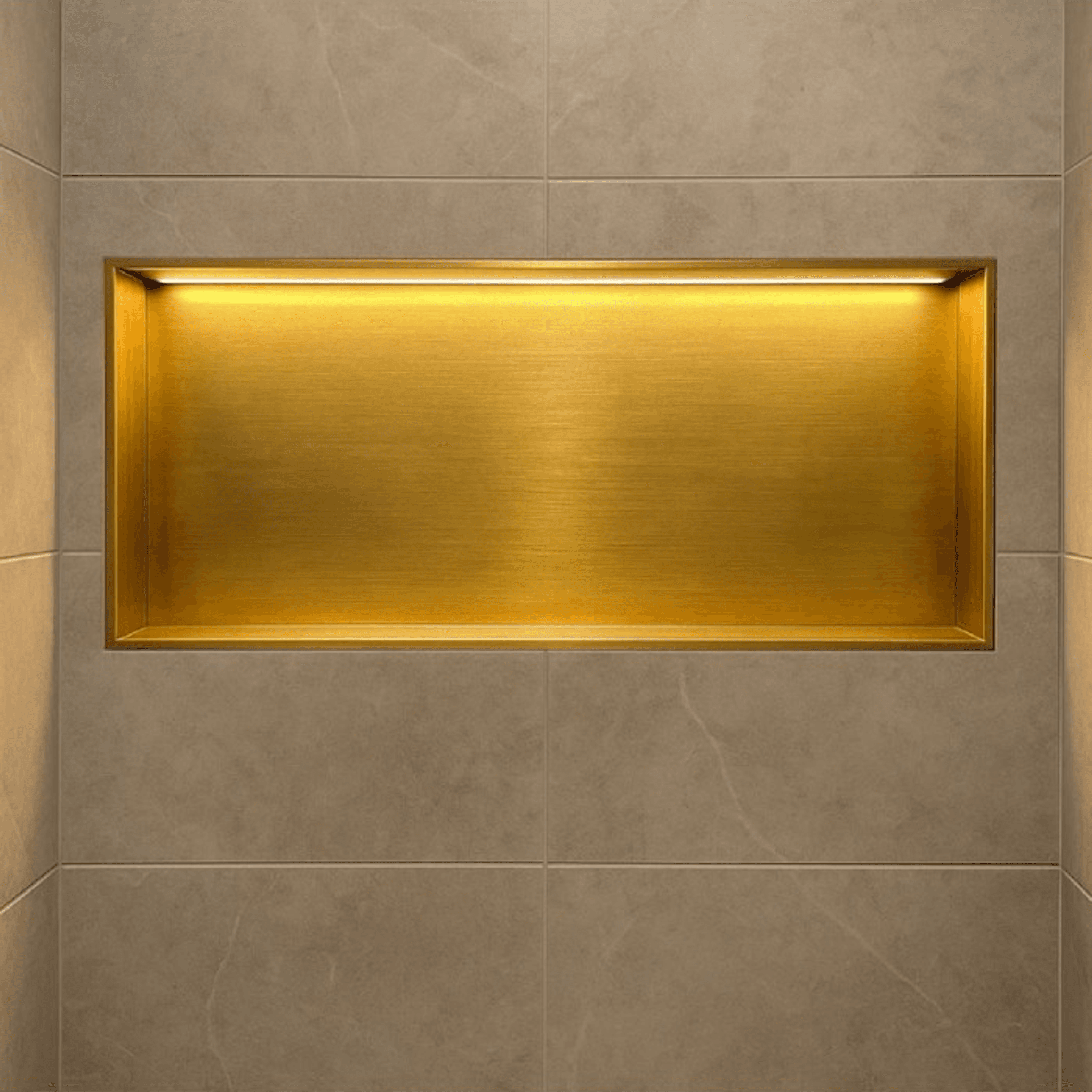 Hornacina para baño horizontal oro cepillado con luz led Oceanic