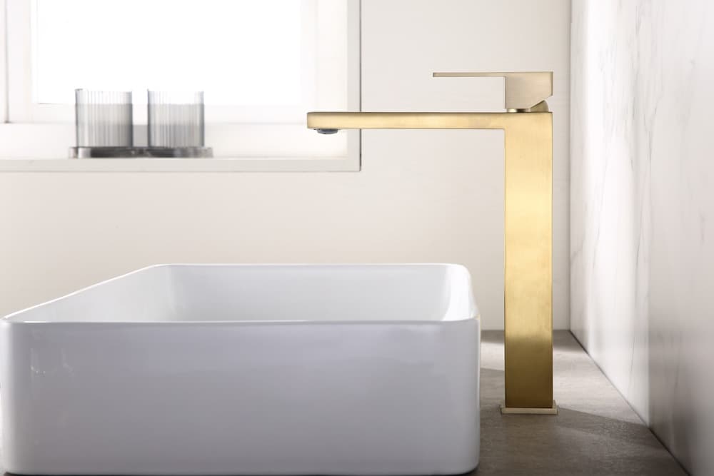 Grifo Monomando de Lavabo Alto ARMY Oro Cepillado