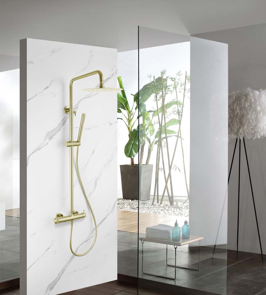 Conjunto de Ducha Monomando DIAMOND Oro Cepillado