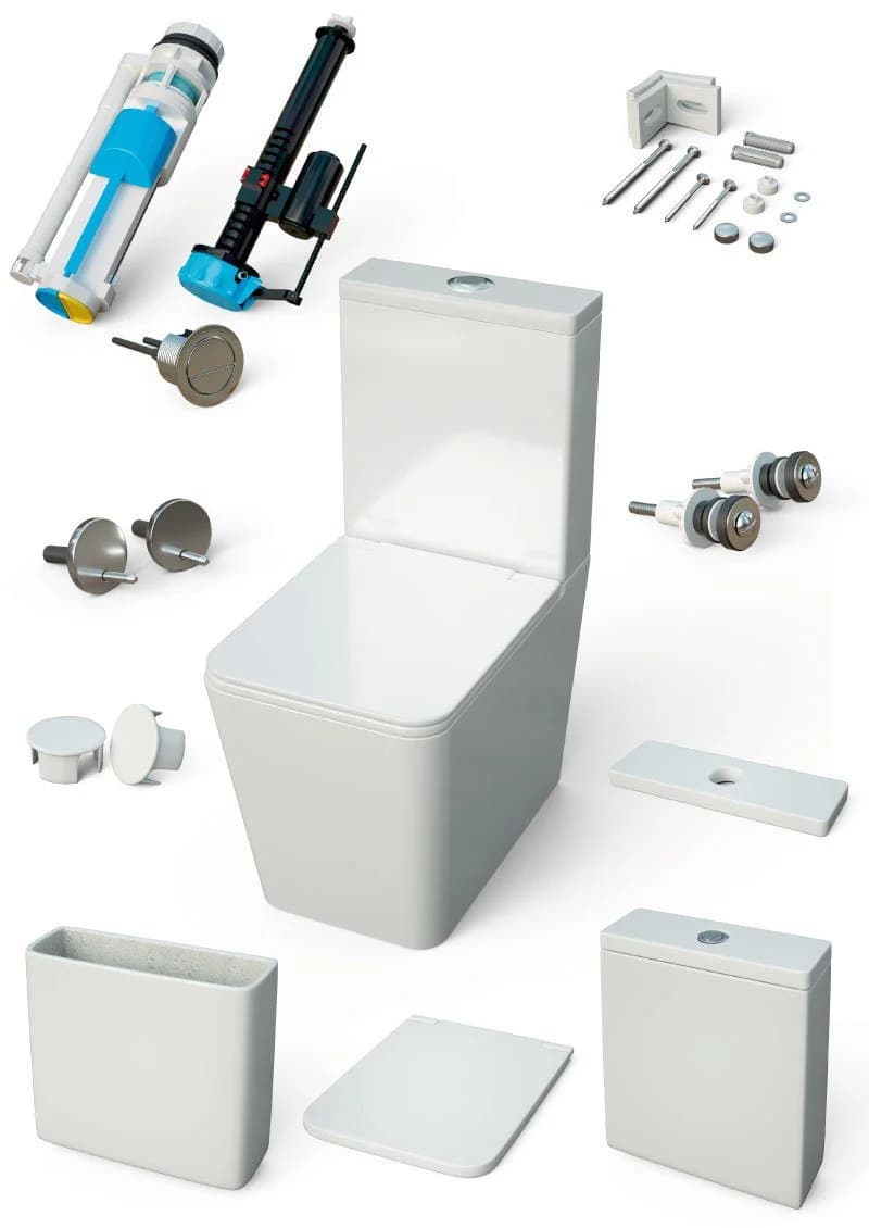 Inodoro PMR rimless de entrada inferior con salida dual y tapa de cierre amortiguado PISA Aquore
