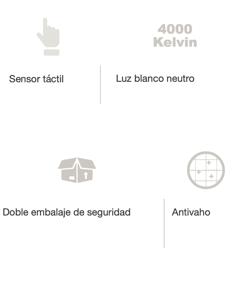 Espejo de baño con luz LED Circle Acid touch con antivaho