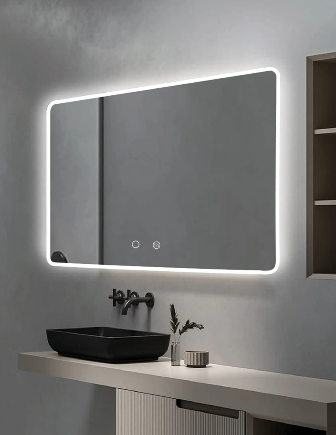Espejo de baño con luz LED Praga, antivaho