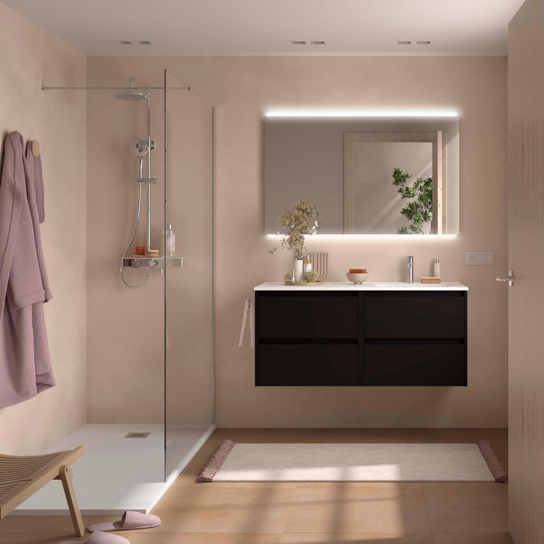 Mueble baño suspendido Noja 4C de Salgar 120 lavabo desplazado