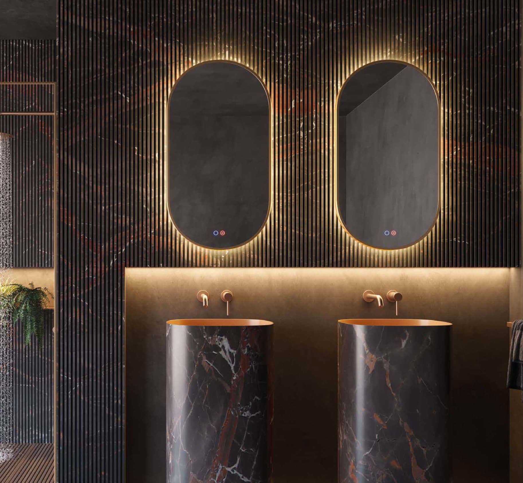 Espejo de baño con luz LED Tokyo Oro cepillado