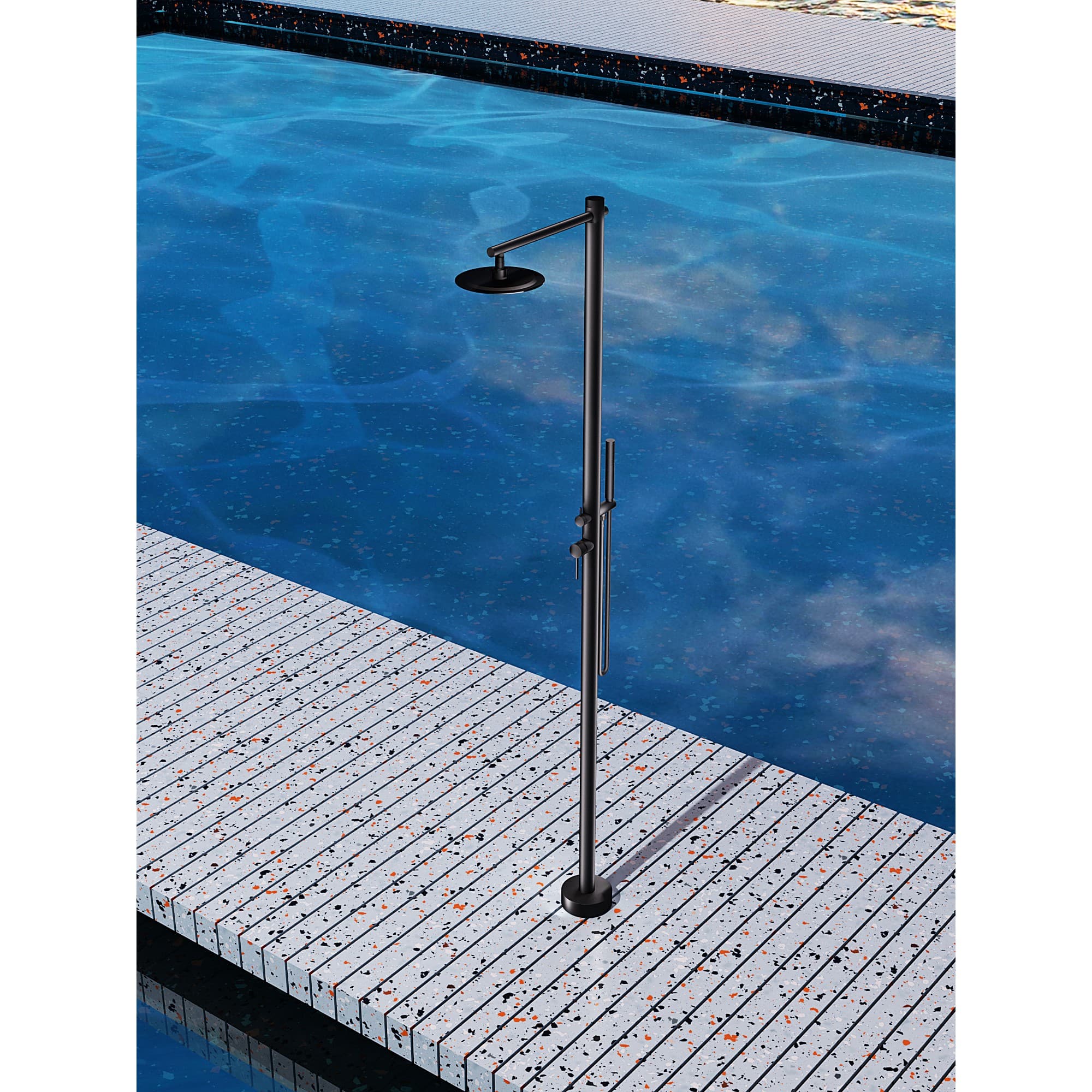 Ducha de piscina KANSAS Acero S.316 Negro mate GPK012/ANG