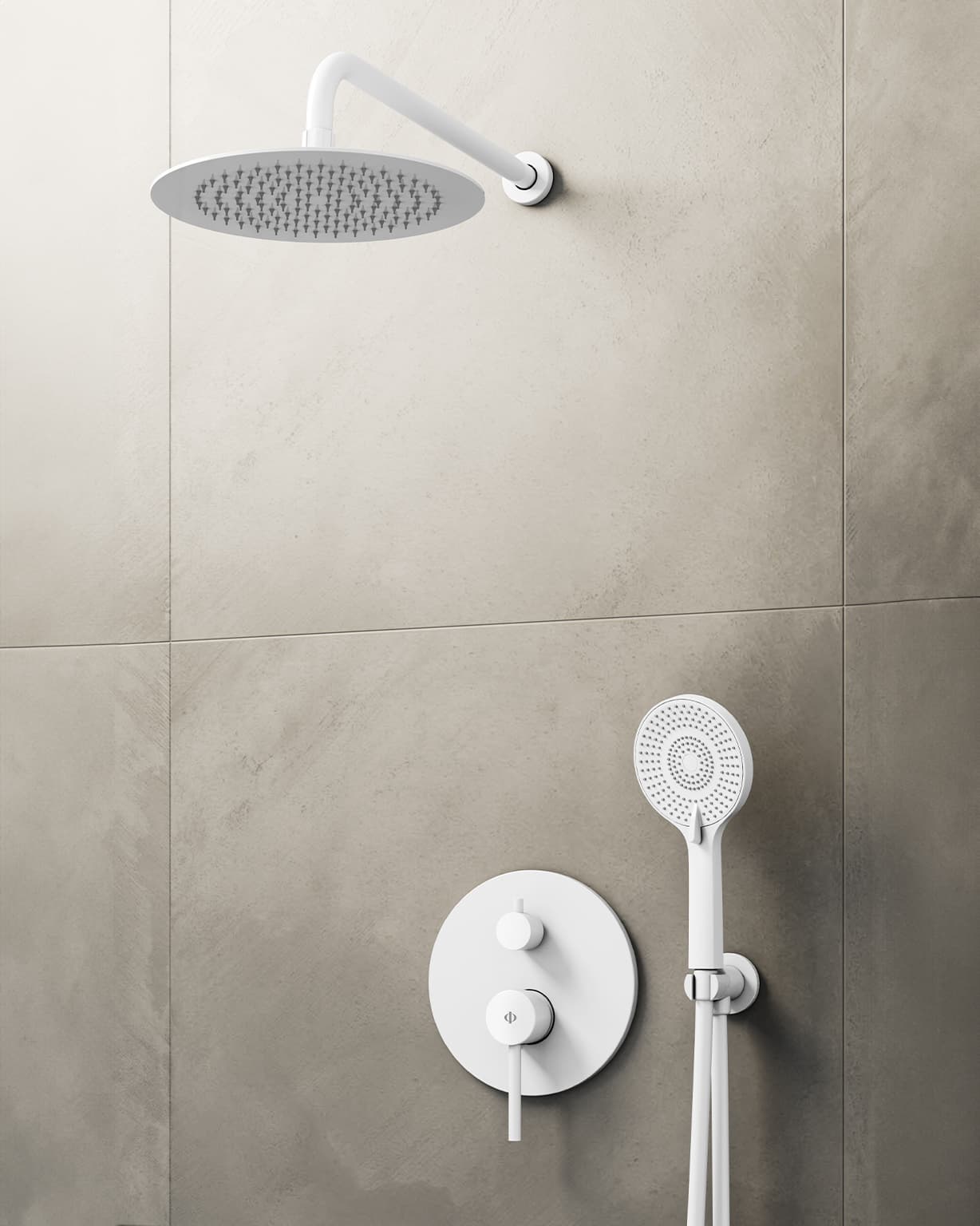Conjunto de ducha empotrado monomando Sirio blanco con rociador de pared C3086BL-P