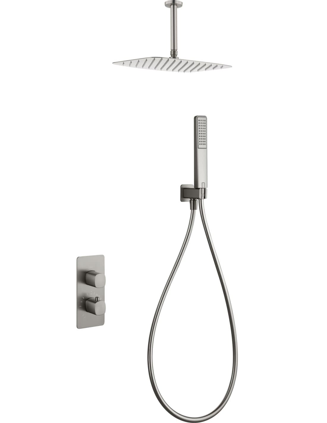 CONJUNTO DUCHA TERMOSTÁTICO EMPOTRADO AREZZO NÍQUEL CEPILLADO GTA068/NQ