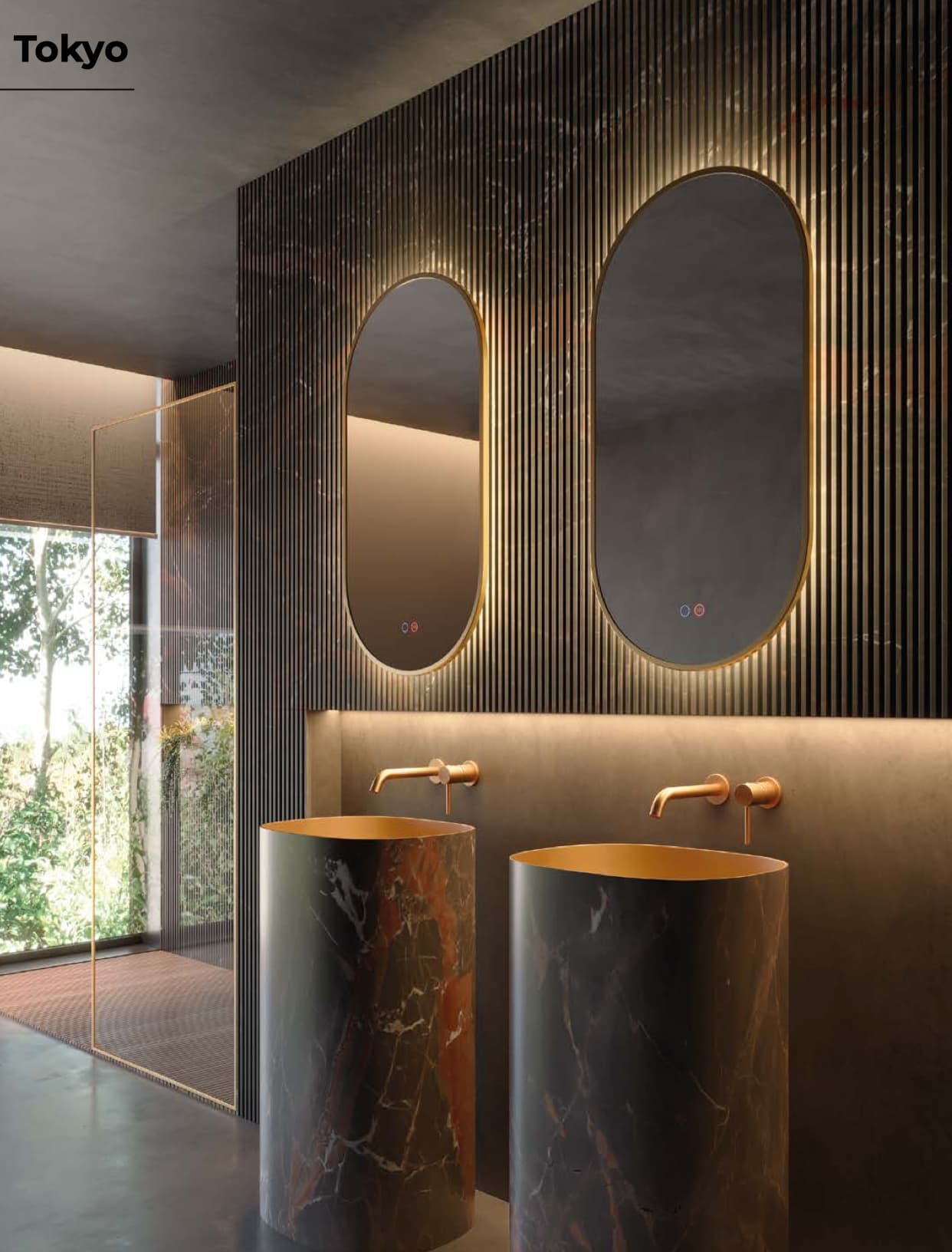Espejo de baño con luz LED Tokyo Oro cepillado