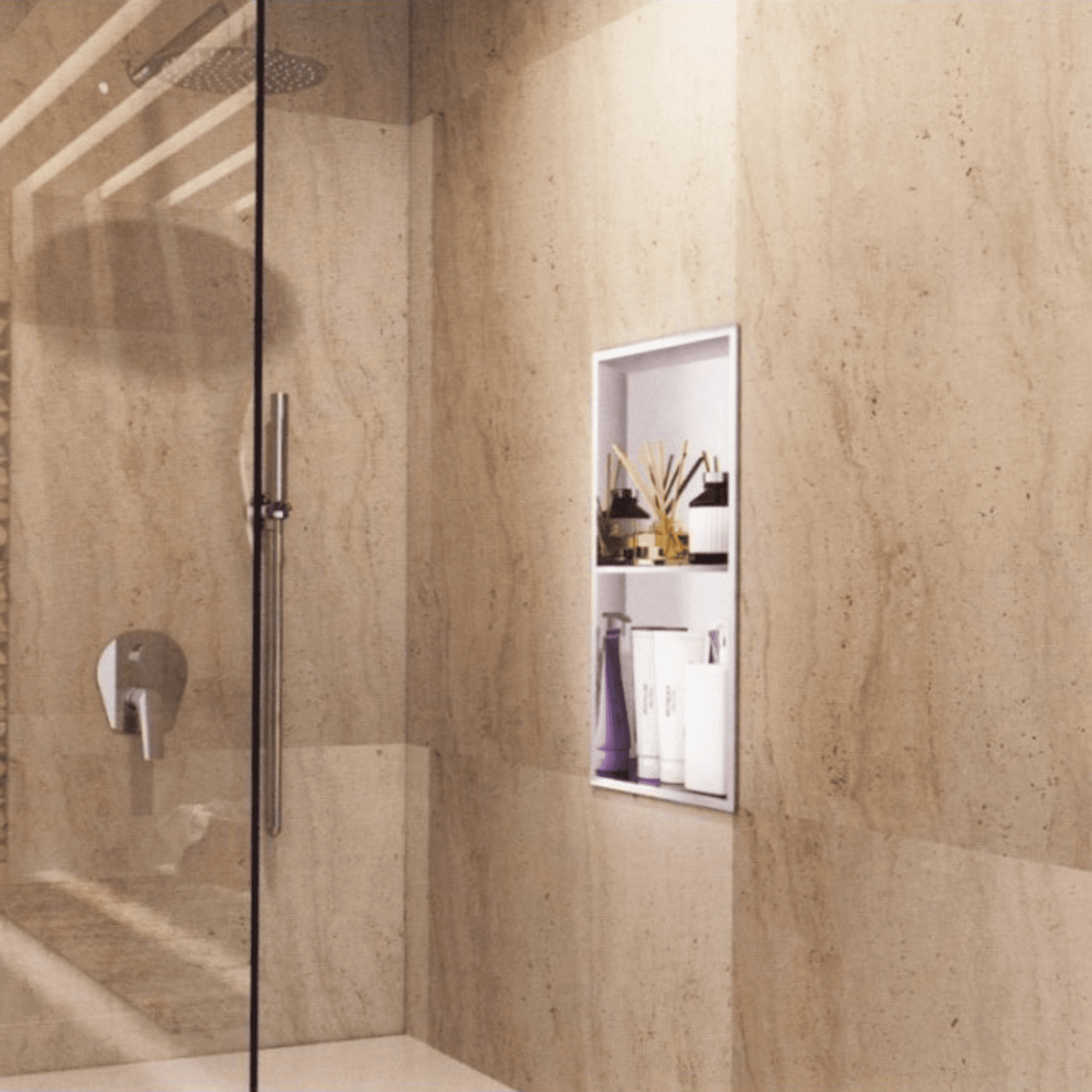 Hornacina para baño vertical con dos estantes Blanca Artic