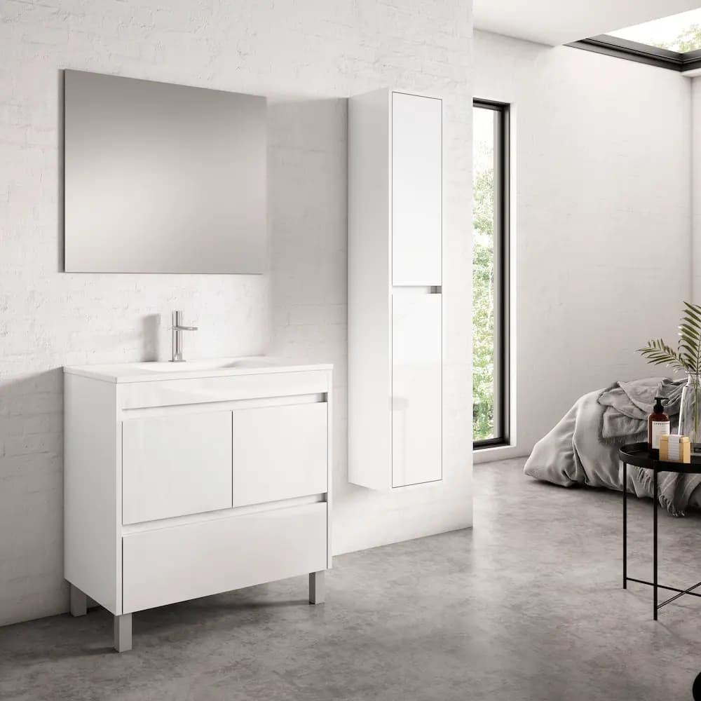 Conjunto completo de mueble de baño con patas de 2p +1c serie Carla (60, 70, 80 y 120)