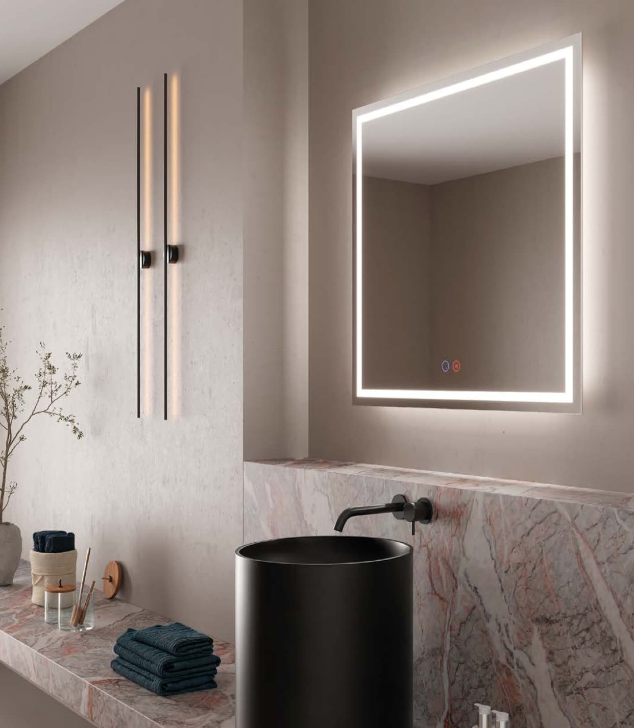 Espejo de baño con luz LED Holanda, antivaho