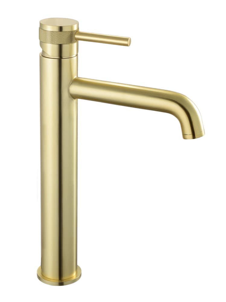 Grifo Monomando Alto de Lavabo DIAMOND Oro Cepillado