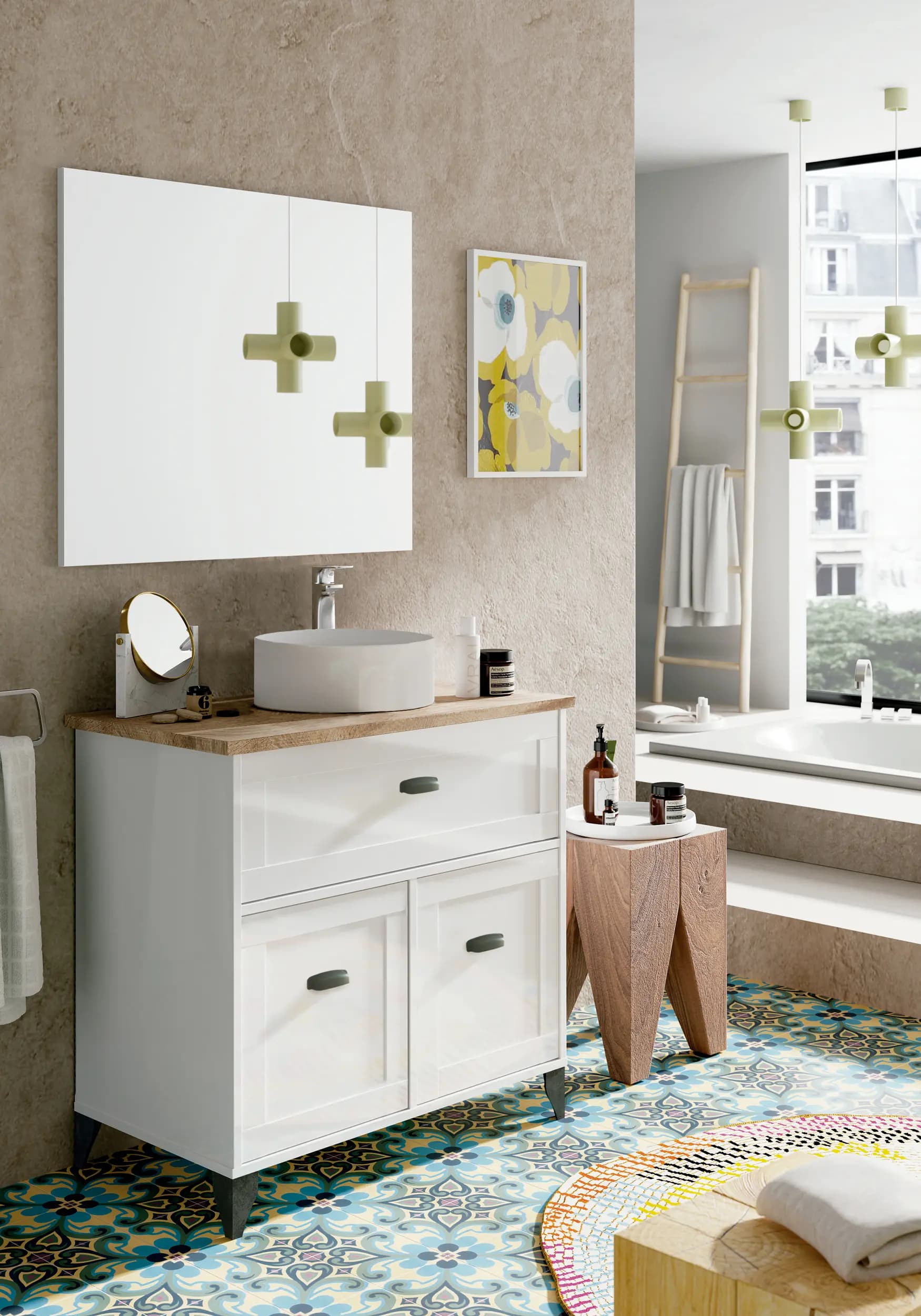 Mueble de lavabo Toscana 80 (con lavabo) en KIT
