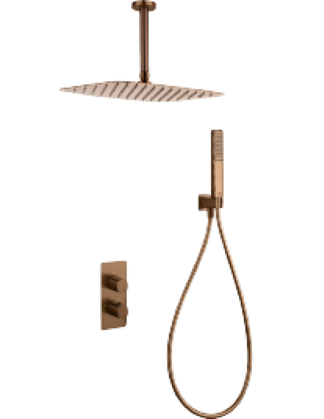 CONJUNTO DUCHA TERMOSTÁTICO EMPOTRADO SASSARI ORO ROSA CEPILLADO GTS069/ORC