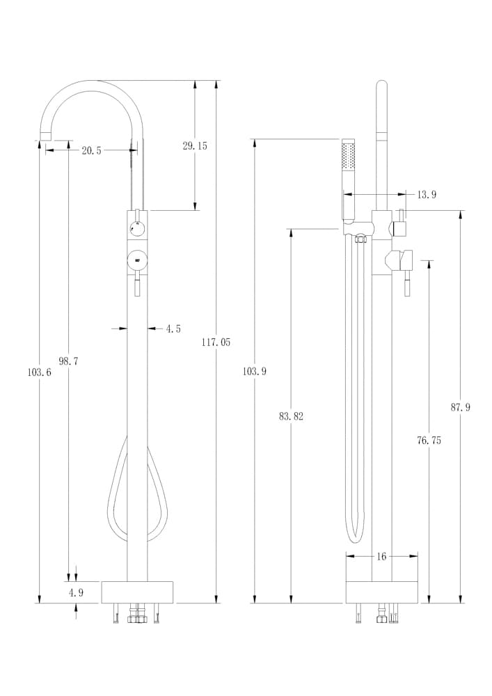 Grifo de Bañera Exenta ALPHA Oro Cepillado